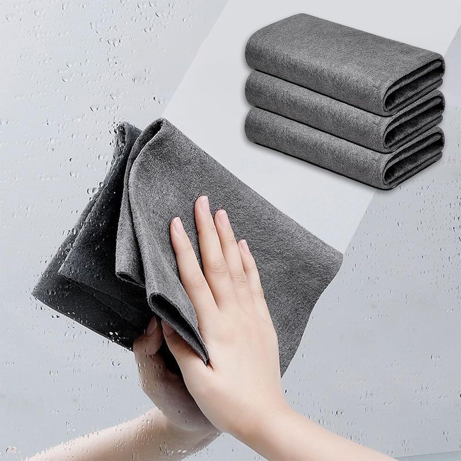 Magic Glass Cleaning Cloths 3 Pieces Reusable Glass Cleaning Cloth Super Soft Streak Free Washable for Home Kitchen Car Glass Window