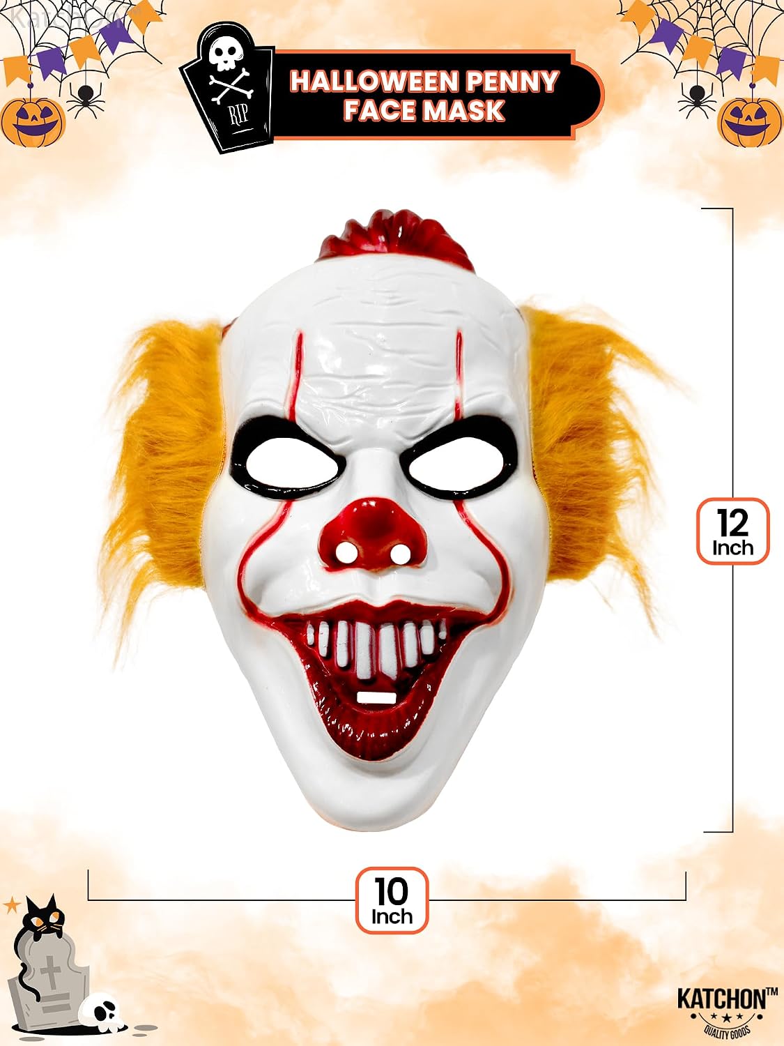 KatchOn, Halloween Scary Clown Mask - 3D Mask | Breathable Halloween Killer Clown Mask for Adults | Creepy Halloween Joker Mask for Adults | Joker Theme Mask for Men | Scary Halloween Mask for Adults