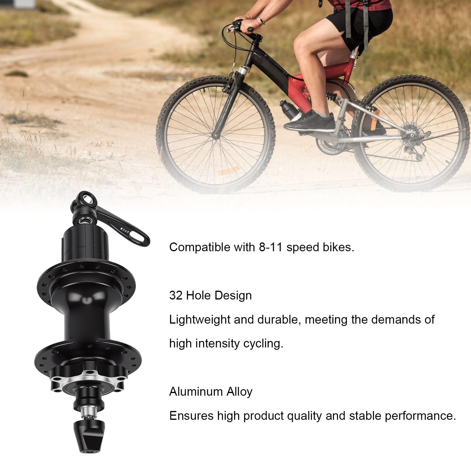 Bike Disc Brake Hub 32 Holes for 8-11 Speed | Lega di alluminio leggera, larghezza posteriore a sgancio rapido di 135 mm, senza soluzione di continuità, design