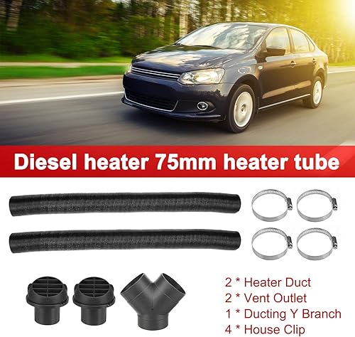 Miniatura 2 de Tubo de escape del calentador diesel 2.953 in Conducto Y Branch Kit de ventilación de salida de aire caliente para calentador diesel Webasto