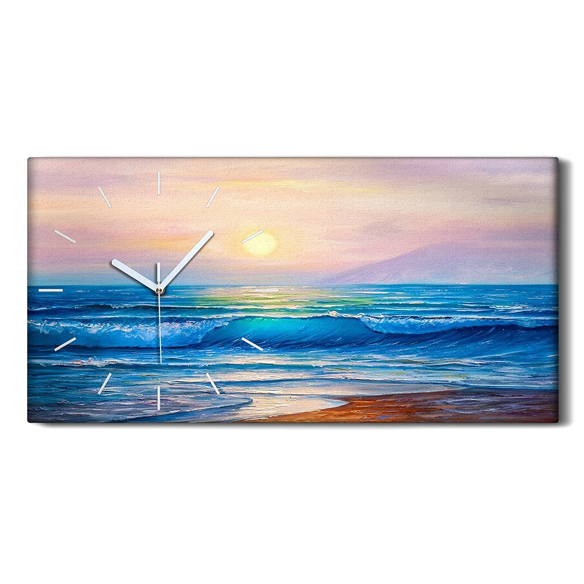 Horloge sur Toile Silencieuse 60x30cm - Tableau Horloge sans Tic-Tac pour Dormir