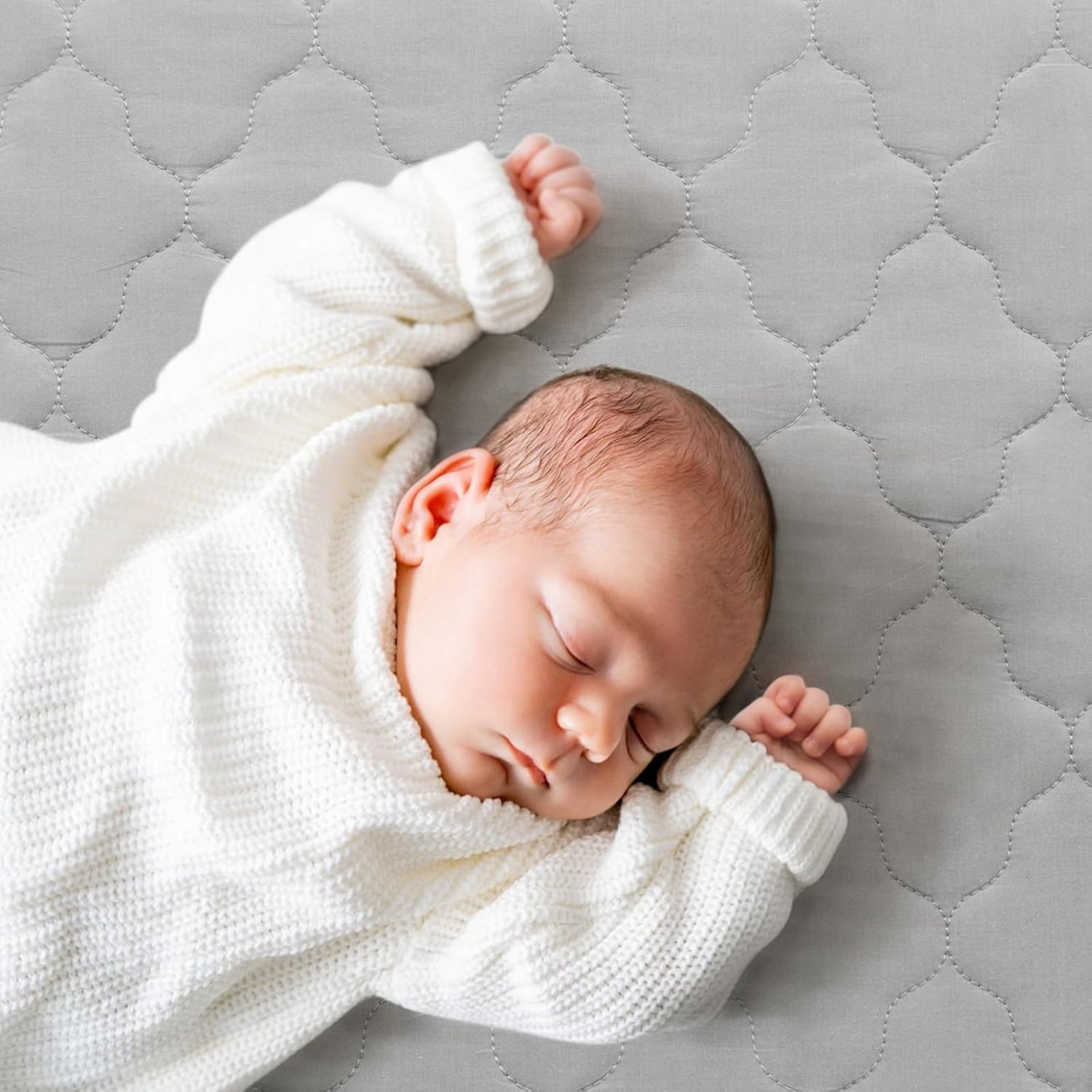 Waterproof Pack and Play Mattress Pad (Cover Only) 39" x 27", Compatible with Graco Pack and Play & Dream On Me & Pamo Babe, Cotton Fabric Playpen/Playard Sheet Quilted, Gray