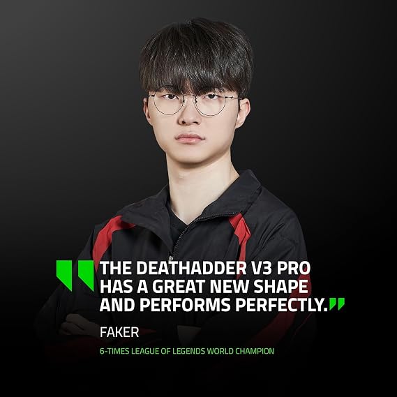 Razer DeathAdder V3 Pro + Razer HyperPolling Wireless Adapter - Ultra Light Wireless Ergonomic Esports Mous (63g, Focus Pro 30K Optical Sensor, Optical Mouse Switches Gen-3) Black