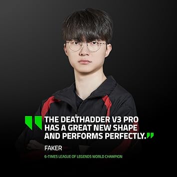 Razer DeathAdder V3 Pro HyperPolling Wireless-Adapter - Ultra-lightweight Wireless Ergonomic Esports Mous (63 g, Focus Pro 30K Optical Sensor, Optical Mouse Switches Gen-3) Black