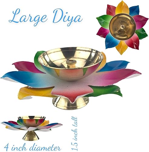 Miniatura 9 de Diya de latón de loto para Pooja, Diya, Diwali Diya, Diwali Diya, Diya Lamp, Deewali, lámpara de aceite, Pooja Deepak, diámetro del aceite