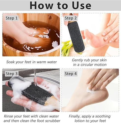 Miniatura 5 de Paquete de 2 limas de callos para pies, removedor de callos para pies, piedra pómez natural para talones agrietados, doble uso húmedoseco, cuidado