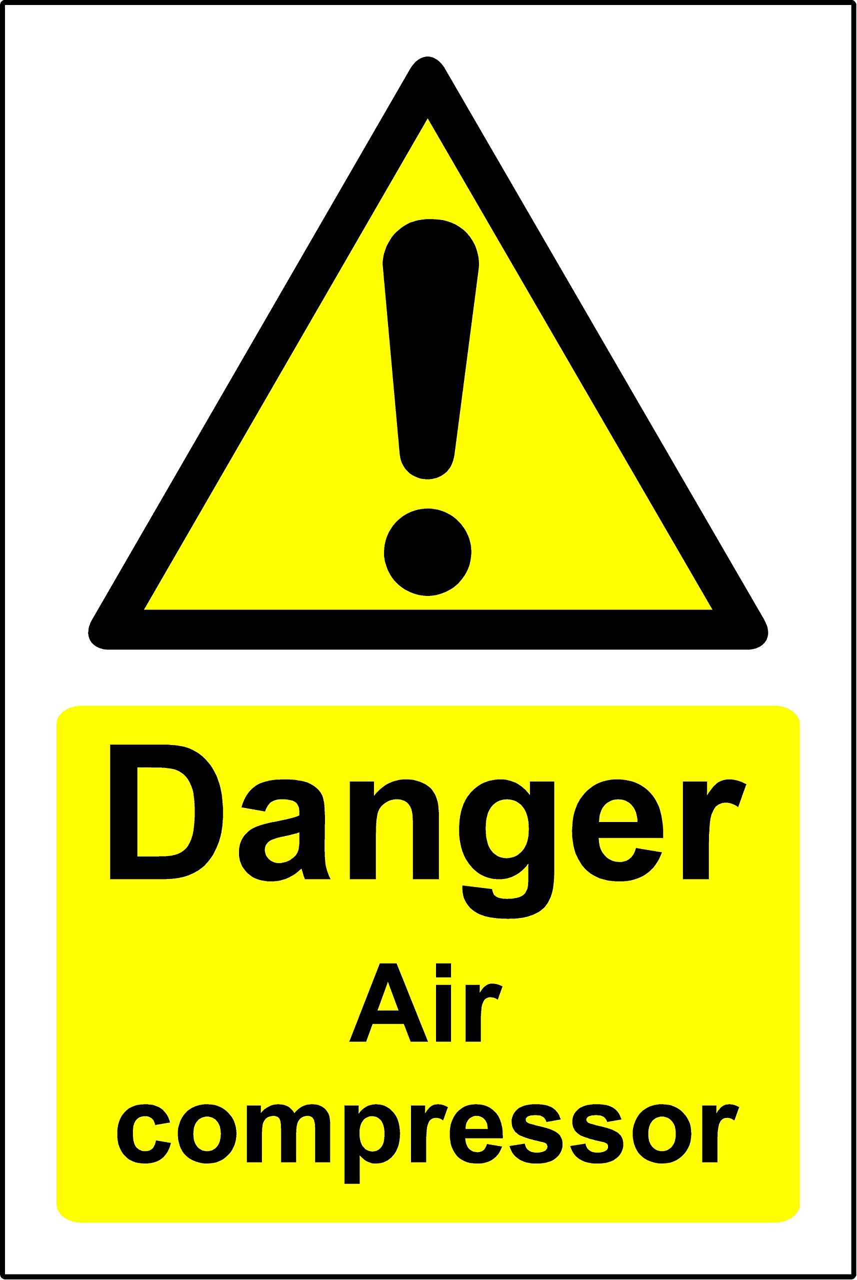Kpcm Display Ltd Danger Air Compressor Safety Sign - 1.2Mm Rigid Plastic 200Mm X 150Mm