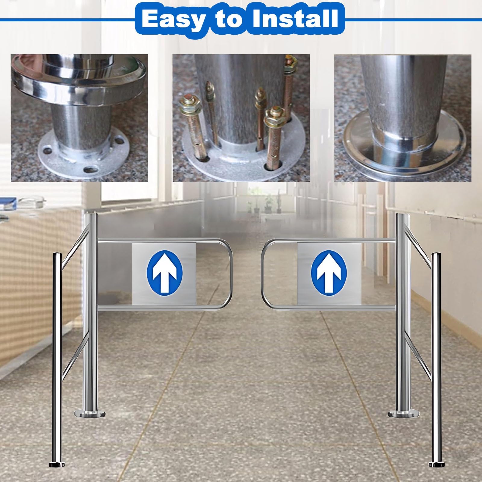 Generico Cancello a Chiusura Automatica - Porta a Battente in Acciaio Inox per Sicurezza, Controllo accessi, Biblioteca, Negozio e Fabbrica - Barriera pedonale a Molla Larga 52"