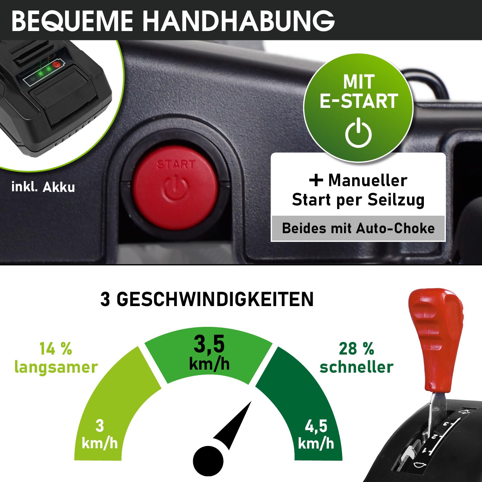 BRAST Benzin Rasenmäher mit Antrieb | 5,2kW(7PS) | Elektrostart | 48cm Schnittbreite | viele Modelle | TÜV | 4 Takt OHV Motor | 30-80mm Schnitthöhe | 60L Fangkorb | Stahlgehäuse | 19224 ESTART Speed