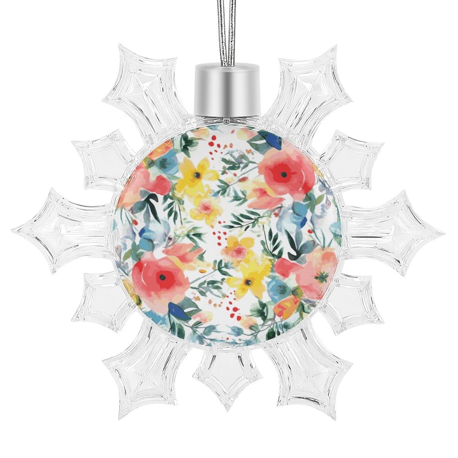 Bright Floral Watercolor Snowflake Ornaments Cute Snowflake Pendant Exquisite Christmas Tree Ornaments for Christmas Weddings New Year Birthday Holiday Celebration