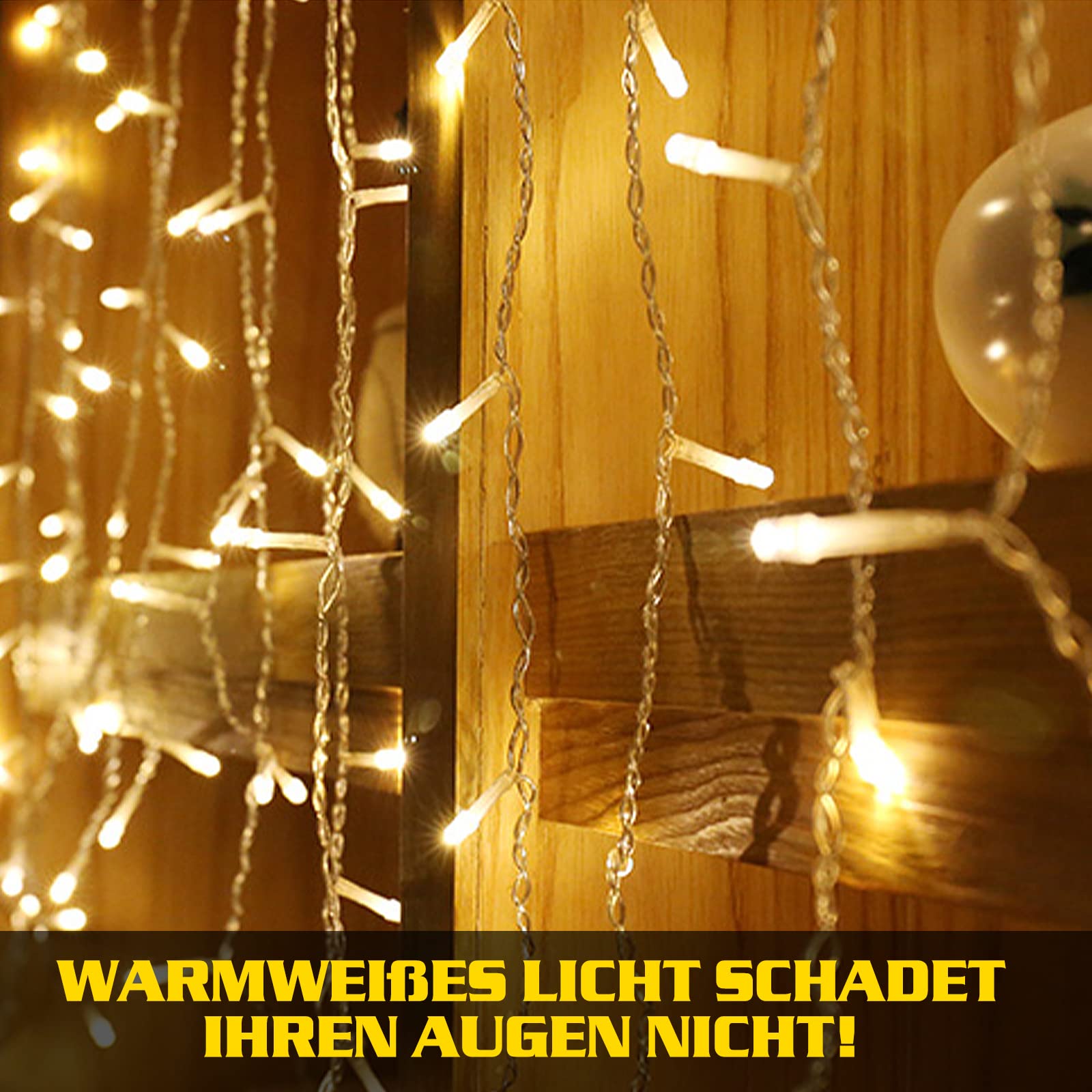 Hopelit Eisregen Lichterkette Außen 10m – 400 LED Warmweiß, Mit Timer & Speicherfunktion, Für Weihnachten, Hochzeit & Treppe (IP44)