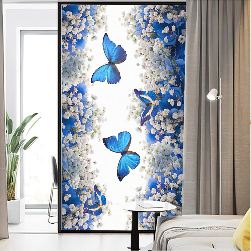 Lumanduo The Butterfly Decorative Window Privacy Film Window Sticker UV Blocked Static Window Cling Window Coverings for Home Office 23.6"x35.4"(60x90cm)