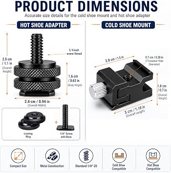 10 Pack Cold Shoe Mount & Hot Shoe Adapter, 1/4-20 DSLR Rig Kit