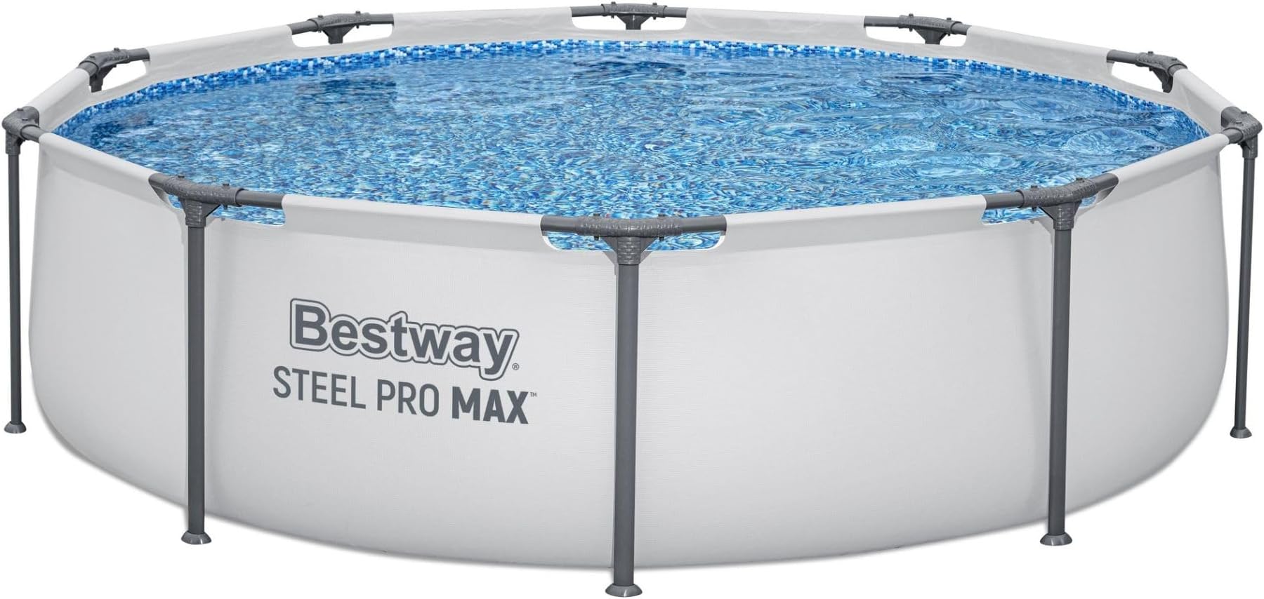 Bestway Steel Pro MAX Frame Pool without Pump, Diameter 305 x 76 cm, Light Grey, Round