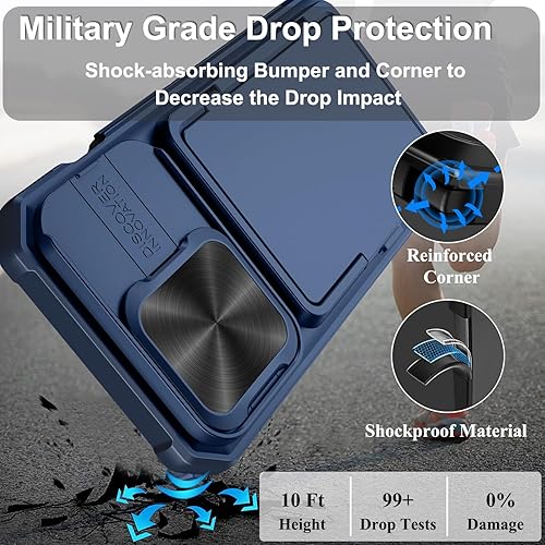 Miniatura 5 de Funda tipo cartera para iPhone 15 Pro con tarjetero (4 tarjetas) y cubierta deslizante para cámara y soporte, protección contra caídas de grado