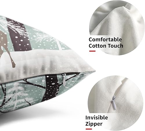 Miniatura 2 de Winter Wildlife - Juego de 2 fundas de almohada rectangulares rectangulares de 12 x 20 pulgadas, diseño de reno de Navidad, árbol de copo de nieve,