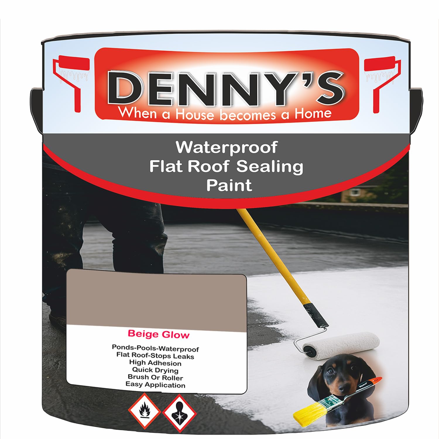 SCOOBYS PAINTS BACK IN THE MIX Chlorinated Rubber Flat Roof Paint – Waterproof Roof Sealer & Leak Repair Coating, Quick Drying, High Adhesion (Beige Glow, 1 Litre Tin) — image 1