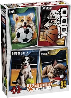 Quebra-cabeça Cartonado, Grow, Cachorrinhos Esportistas, 1000 peças