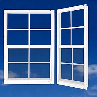 ZHULI 24”×36” Shed Windows 2 Pack, Large Metal Replacement Window Outdoor, Household Shed Windows with Tempered Glass and Metal Screen, for Outside Shed Basement Greenhouse Barn Garage Cabin