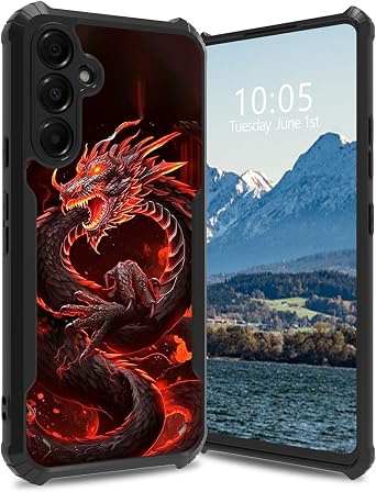 Case for Samsung Galaxy A16 5G 6.7" for Galaxy A16 5G Case Red Dragon Theme Acrylic Back & Soft TPU Bumper Mixed Slim Shockproof Protective Cover for Samsung A16 5G
