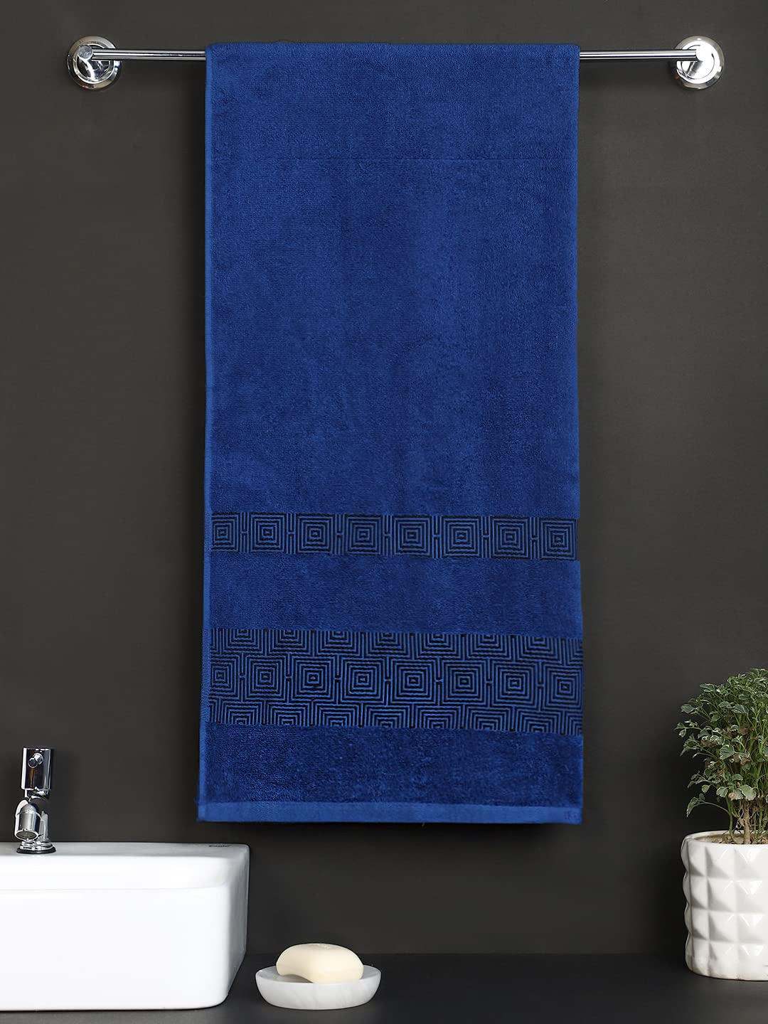 Raymond Home 440 GSM 100 Cotton Stylish Bath Towel for Men/Women (Dark