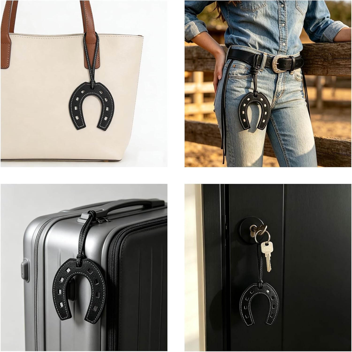 Horseshoe Leather Keychain – Lucky Bag Charm image 5