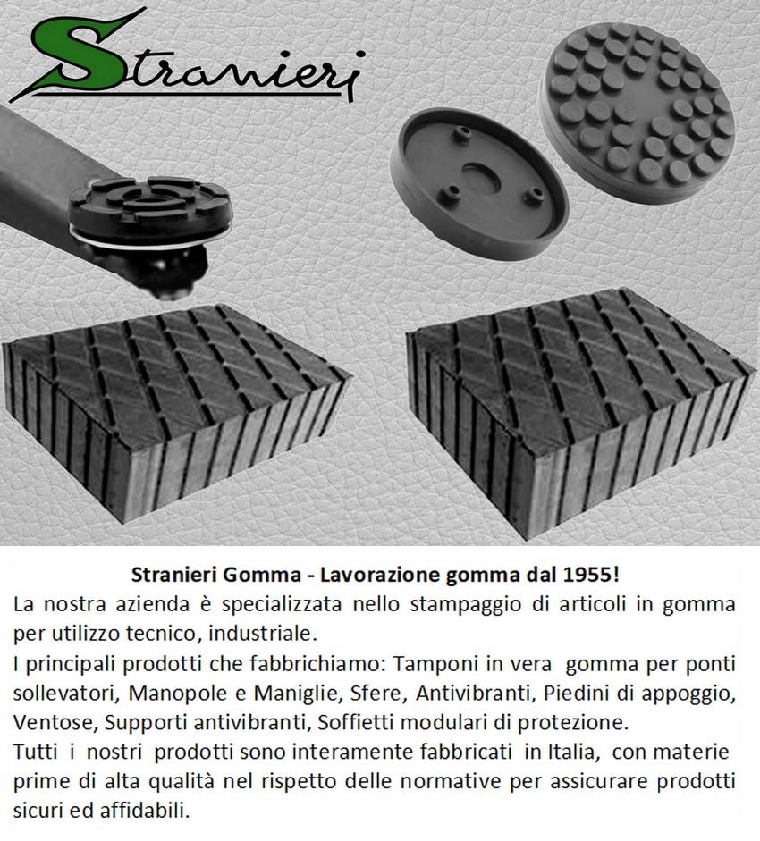 Stranieri Kit 4 Pezzi TAMPONI Diametro 147 mm in Vera Gomma con 3 pioli per Ponti SOLLEVATORI 2 COLONNE compatibili Ravaglioli