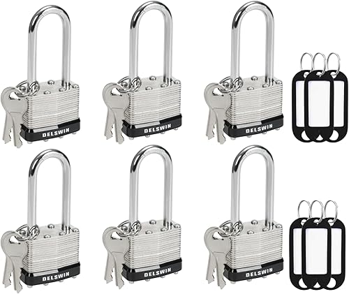 DELSWIN Candado resistente a la intemperie con llave (con llave similar)  Cerraduras de casillero de acero laminado resistente con 12 llaves, 6