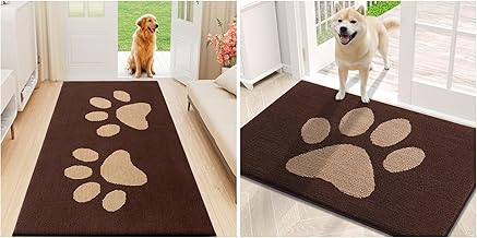 Buganda Dog Door Mat for Muddy Paws, 2 Pieces, Indoor Doormat Size 59 x 35 and 30 x 20 in Brown, 2 Item Bundle