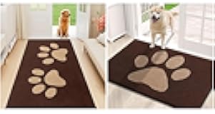 Buganda Dog Door Mat for Muddy Paws, 2 Pieces, Indoor Doormat Size 59 x 35 and 30 x 20 in Brown, 2 Item Bundle