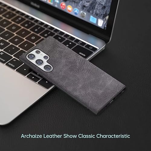 Miniatura 10 de SALAWAT Funda para Galaxy S23 Ultra, delgada, de piel sintética, vintage, a prueba de golpes, ligera, suave, TPU, carcasa protectora híbrida de