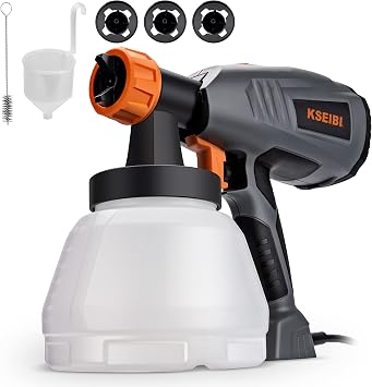 KSEIBI 714411 Electric Paint Sprayer 2.2 AMPs High Power HVLP Electric Spray Paint Gun 1300ml, 3 Nozzles, 5 Filter Papers, Detachable Container, Easy to Clean, and Paint KSG 400-80