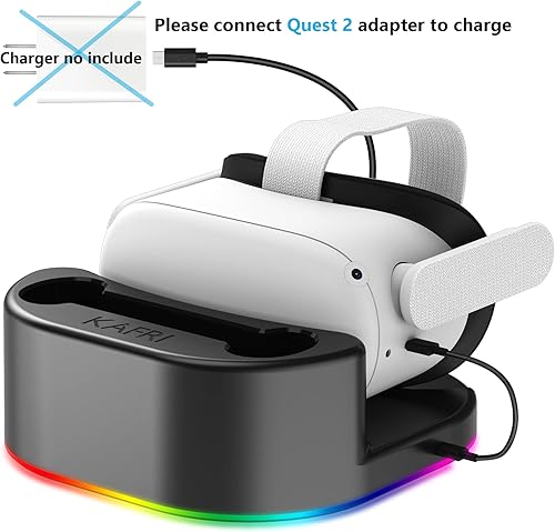 Miniatura 3 de KAFRI Base de carga para Oculus Quest 2 con luz LED soporte de carga de auriculares de realidad virtual y soporte de controlador accesorios de