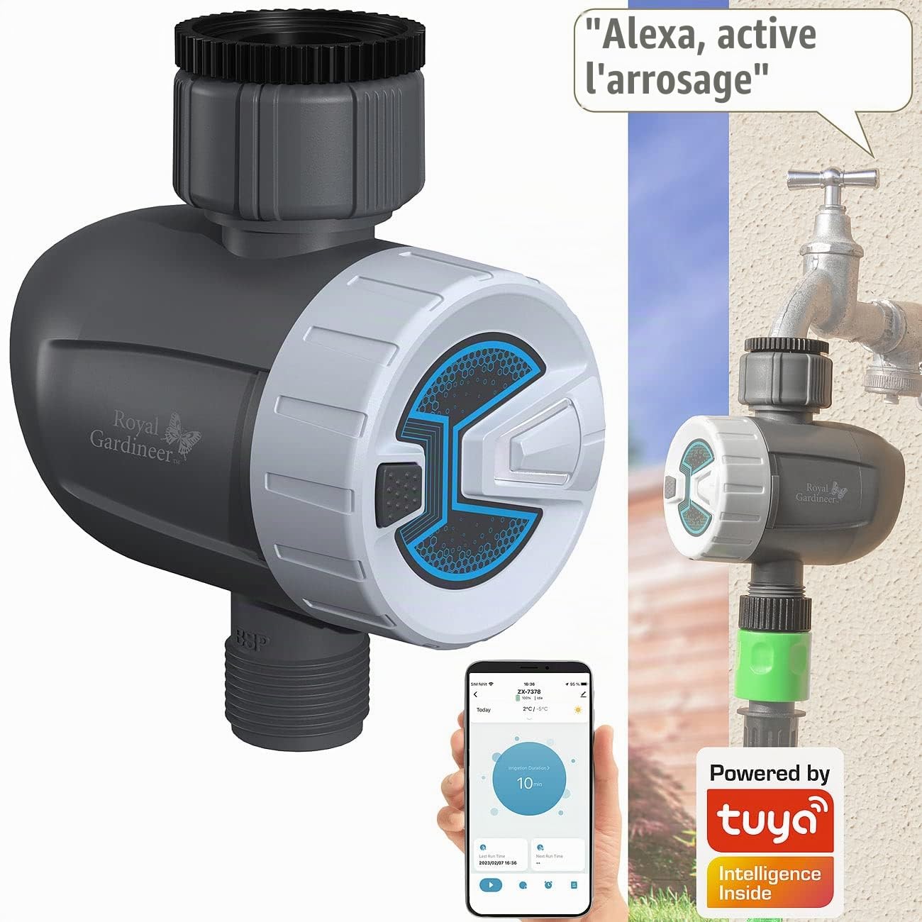 Royal Gardineer Programmateur d'arrosage connecté BWC-520.BT avec Commandes vocales