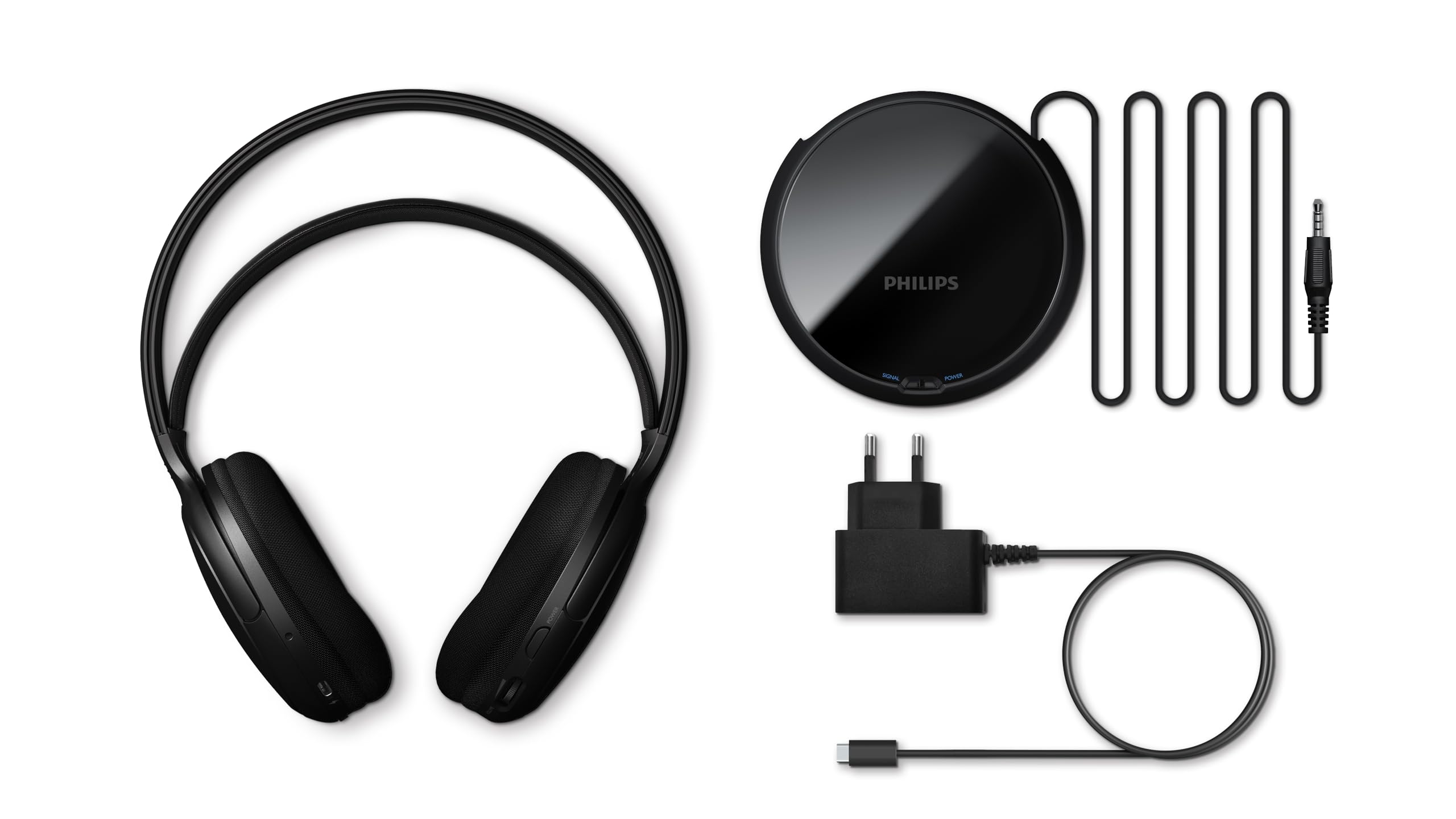 Philips SHC5200M2 Cuffie TV wireless con 30H di riproduzione, Portata 30m, Connessione 2.4G digitale, Vestibilità comoda over-ear, Batteria sostituibile, Audio chiaro dei dialoghi – Nero