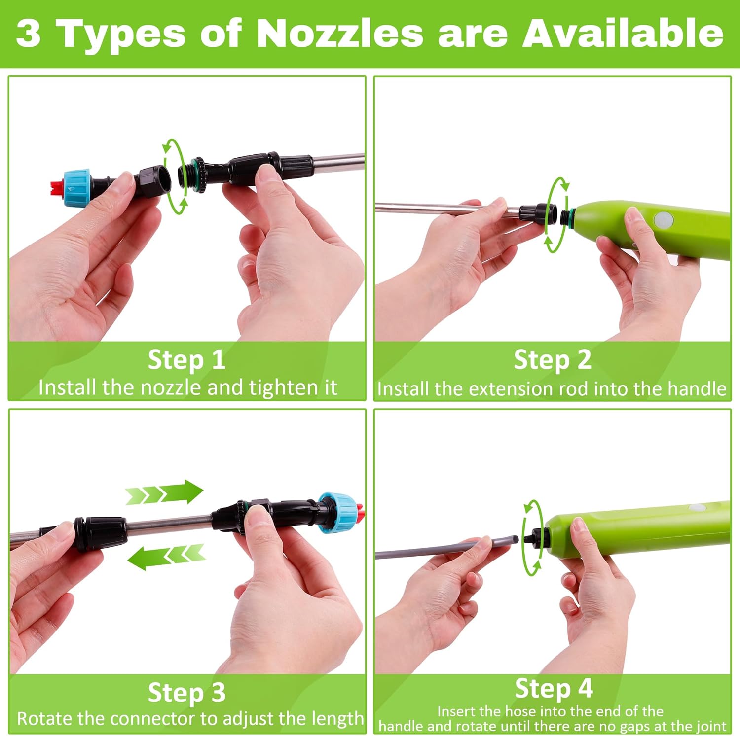 Battery Powered Sprayer Wand - 29" Electric Sprayer with 3 Adjustable Water Hose Nozzle Portable Garden Sprayer with 16ft Hose for Lawn and Garden Plant Watering - Image 4