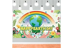 Happy Earth Day Rainbow Banner - Eco-Conscious Backdrop for Nature-Inspired Celebrations