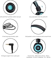 Vista 4 de noot products Auriculares para niños K11 plegables estéreo sin enredos de 5 pies de largo cable de 0.138 in Jack Plug in Ear Auriculares con cable