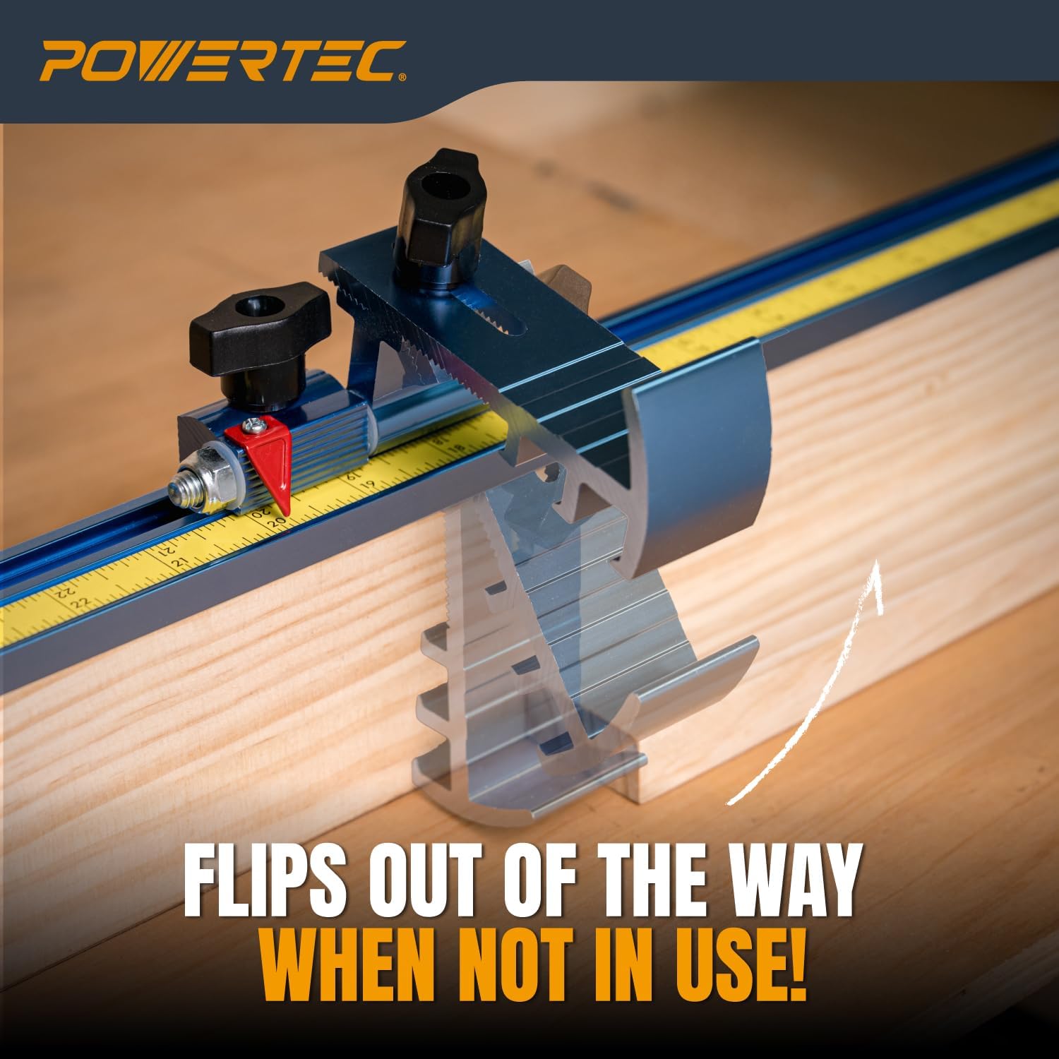 POWERTEC Miter Saw Fence for Miter Saw, Drill Press & Radial Arm Saw, Includes T Track Stop Kit, Tape Measures and T Track Fence Cap, T Track Accessories for Woodworking (71742)