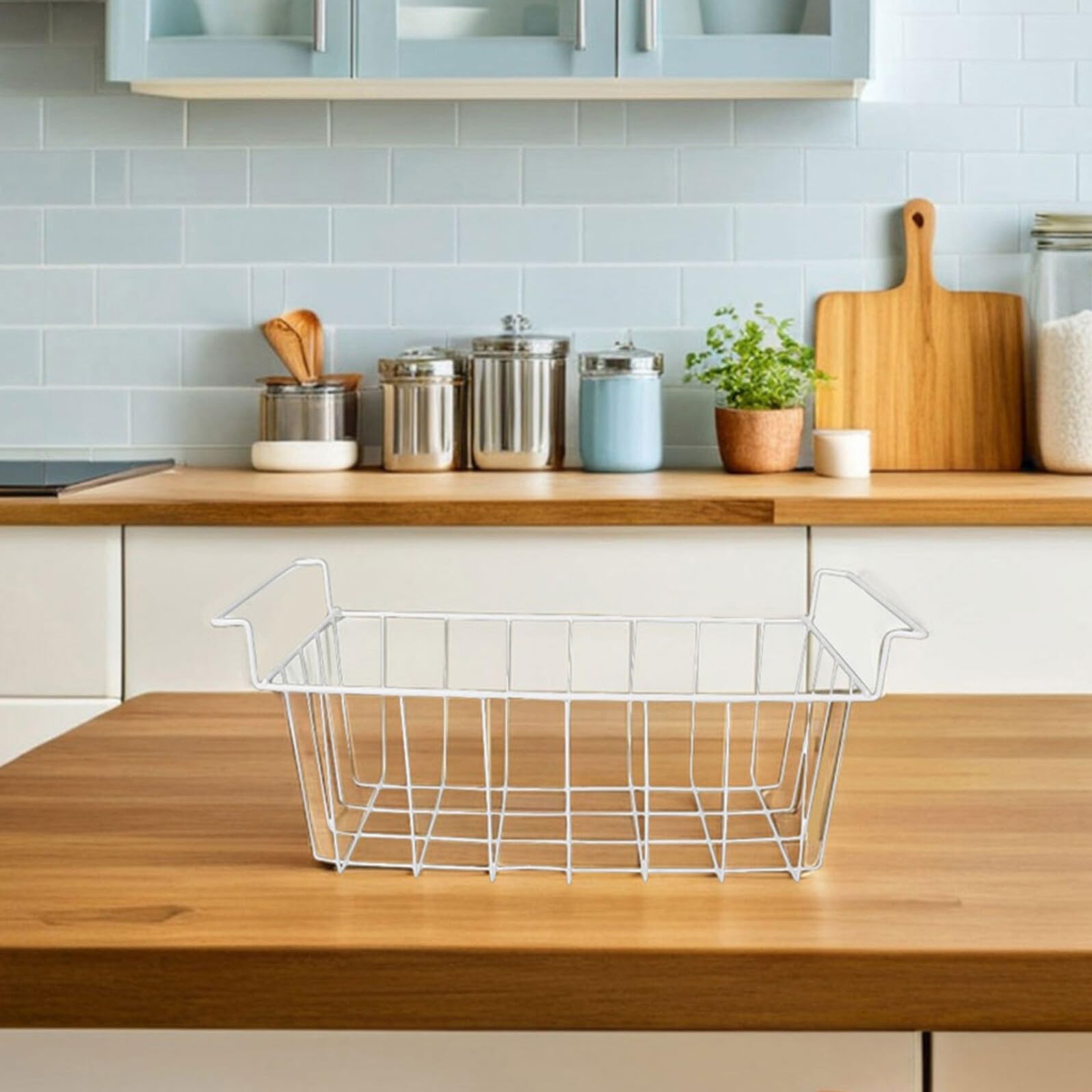 SHINEOFI Cesta Metálica para Congelador Organizador Colgante con Separadores y Asas Estante para Almacenamiento de Alimentos Congeladores y Frigoríficos