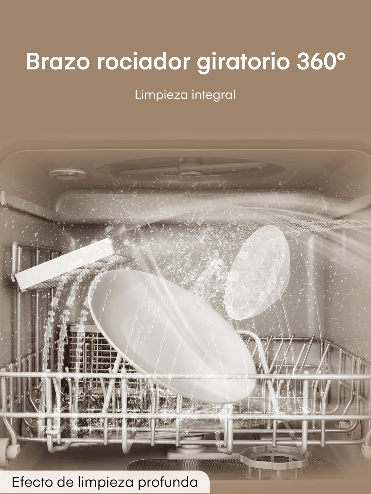 Mini Lavavajillas de Sobremesa con 5+1 Programas, Inicio Diferido 1–6h, Depósito de 5 Litros, 2 Formas de Suministro de Agua, Control Táctil y Pantalla LED, Ideal Para Cocinas y Autocaravanas