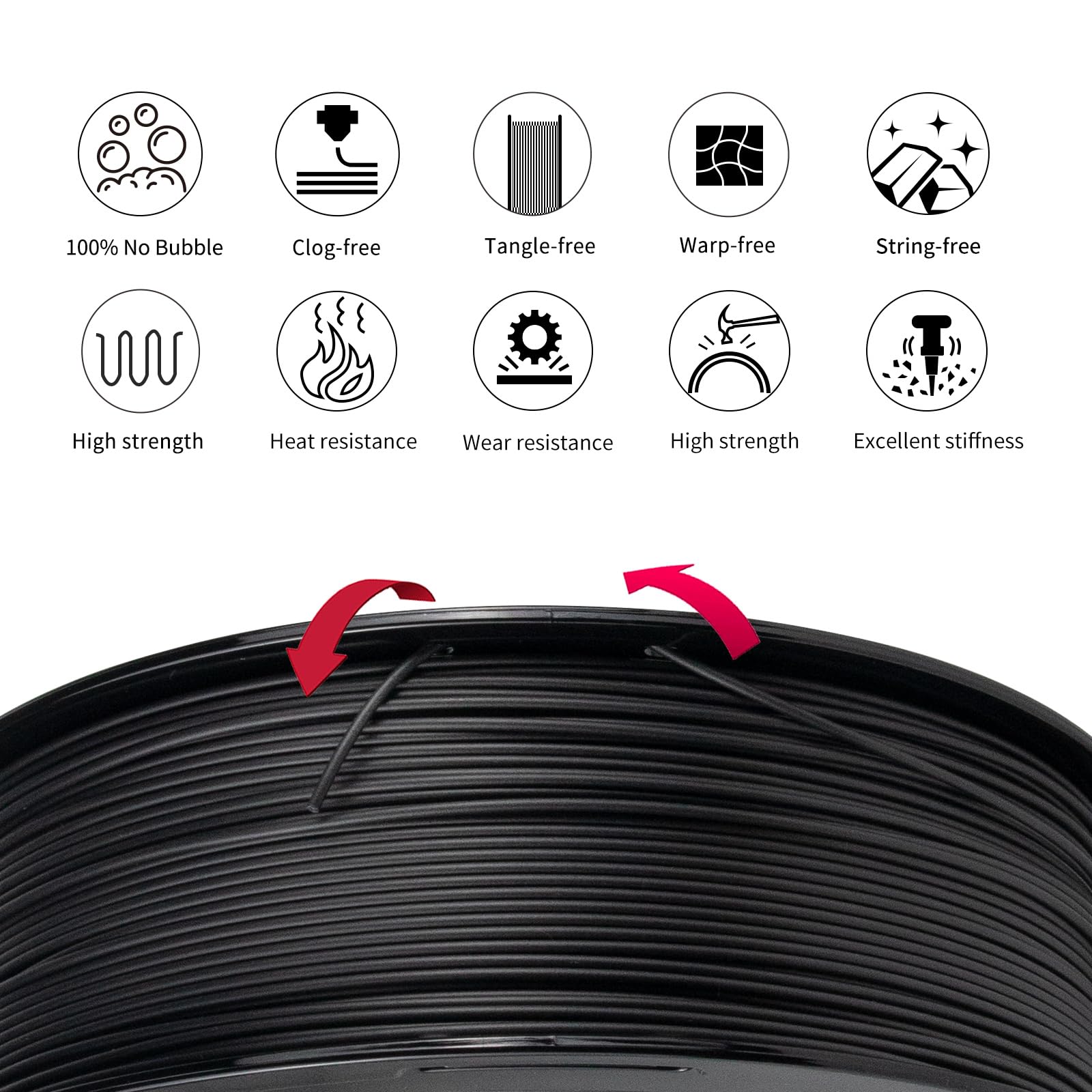 IEMAI Policarbonato Fibra Carbonio Filamento 1.75mm 1KG, PC CF Filamento per Stampante 3D, Precisione Dimensionale +/- 0.02mm