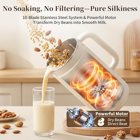 Nut Milk Maker, Automatic Almond Milk Machine for Homemade Plant-Based Milk, Oat, Soy, with 8H Keep Warm Function and Self Cleaning (1200ml)
