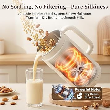 Nut Milk Maker, Automatic Almond Milk Machine for Homemade Plant-Based Milk, Oat, Soy, with 8H Keep Warm Function and Self Cleaning (1200ml)