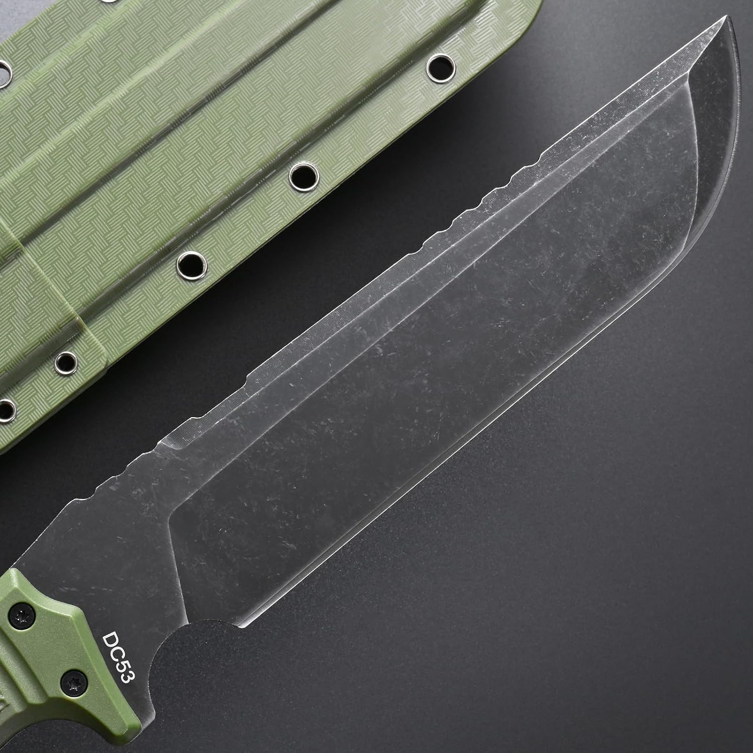 Gtkii GTK32 Fixed Blade Knife DC53 Steel Blade Full Tang Nylon Fiberglass Handle Heavy Duty Knifes for Field Hunting Camping Adventure(Green)
