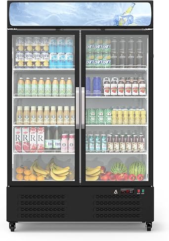 Beverage Refrigerator, 36.3 Cu.ft Commercial Display Refrigerator Merchandise for Home Restaurant Grocery Stores, 2 Glass Door Merchandiser Refrigerator,Back Bar Beverage Cooler