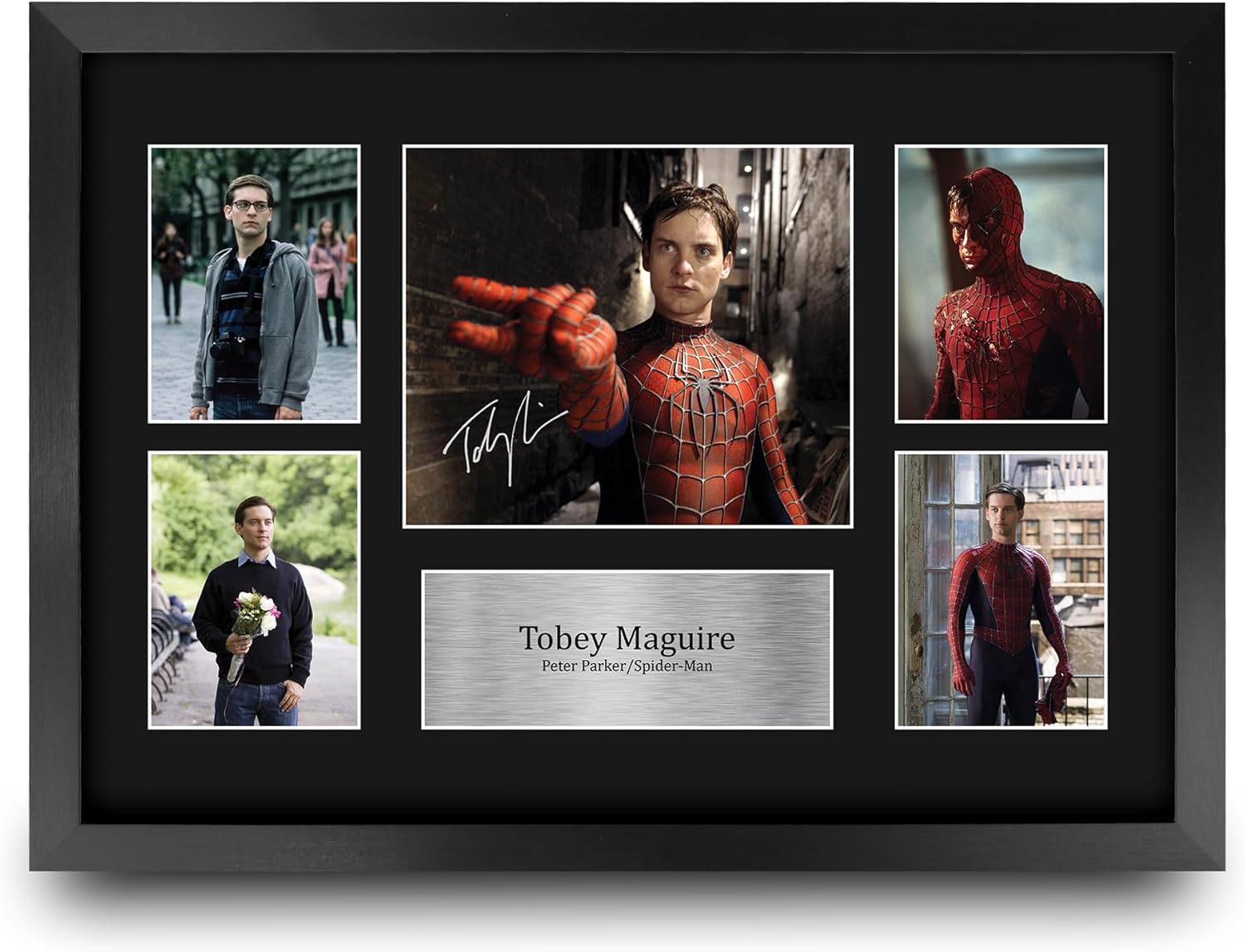 HWC Trading Tobey Maguire Spider-Man Gifts Printed Signed Autograph Picture Display for Movie Memorabilia Fans - 16" x 12" Framed