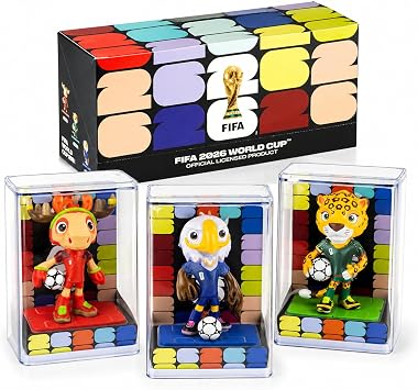 Official World Cup 2026 Merchandise Mascot Figurines Set, Limited Edition World Cup Merch Souvenirs, 3Pack Collectible Soccer Statues in Display Case, Football Fan Gift & World Cup Memorabilia