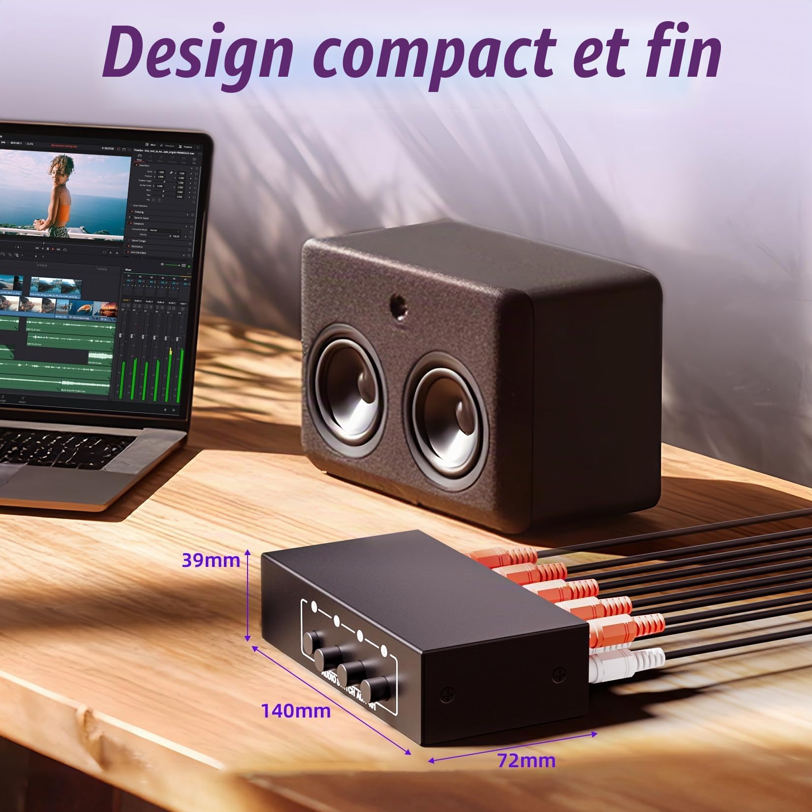 BolAAzuL Commutateur Audio Stéréo RCA Bidirectionnel 4 Entrées 1 Sortie/1 Entrée 4 Sorties, Répartiteur Audio Stéréo 3.5mm Aux + RCA L/R, sans Alimentation Nécessaire, Boîte de Sélection Audio Passif
