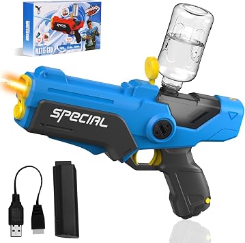 Pakoo Electric Water Gun for Adults Kids, Auto-Refill Water Blaster with LED Lights 32FT Long Range High-Power Waterproof Squirt Gun Summer Outdoor Pool & Beach Battle Toys for Boys Girls